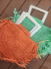 Load image into Gallery viewer, Straw Cresent Beach Bag