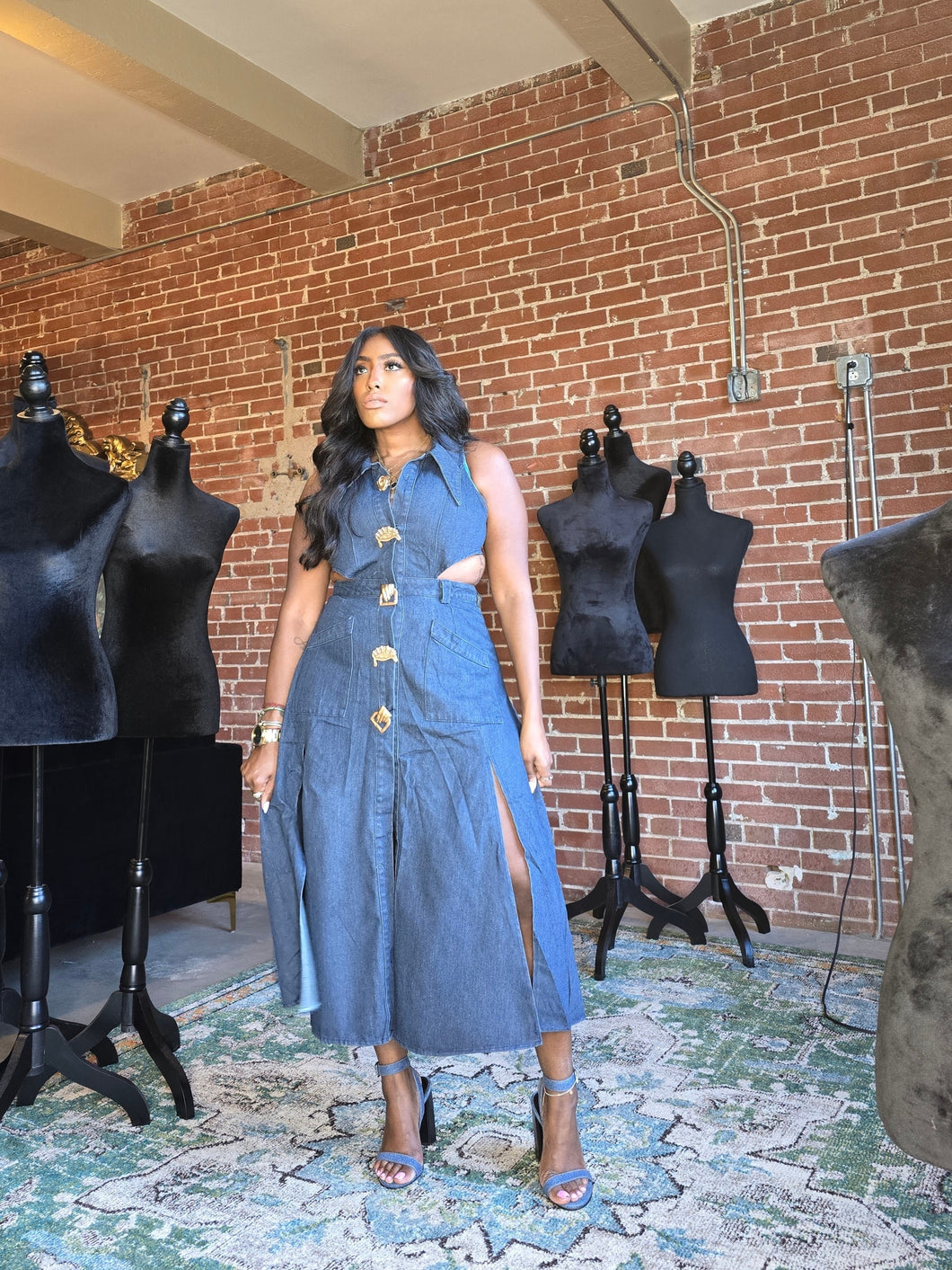 La Femme Parisian Denim Midi La Femme Rebelle Clothing La Femme Parisian Denim Midi La Femme Rebelle Clothing