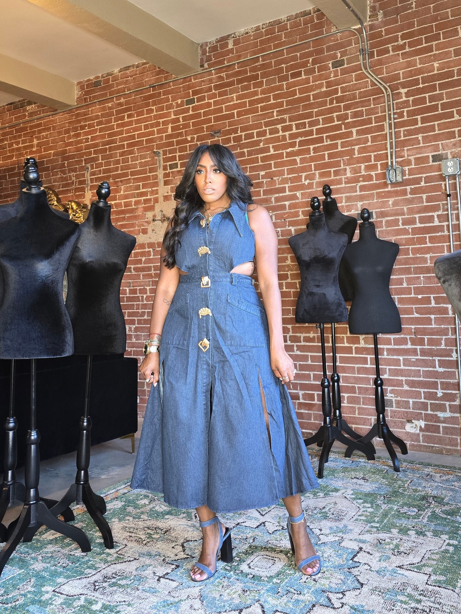 la femme denim dress La Femme | Dresses | La Femme Vtg Denim Flannel Overall Dress