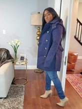 Load image into Gallery viewer, Nancy Drew Hooded Trench in Navy