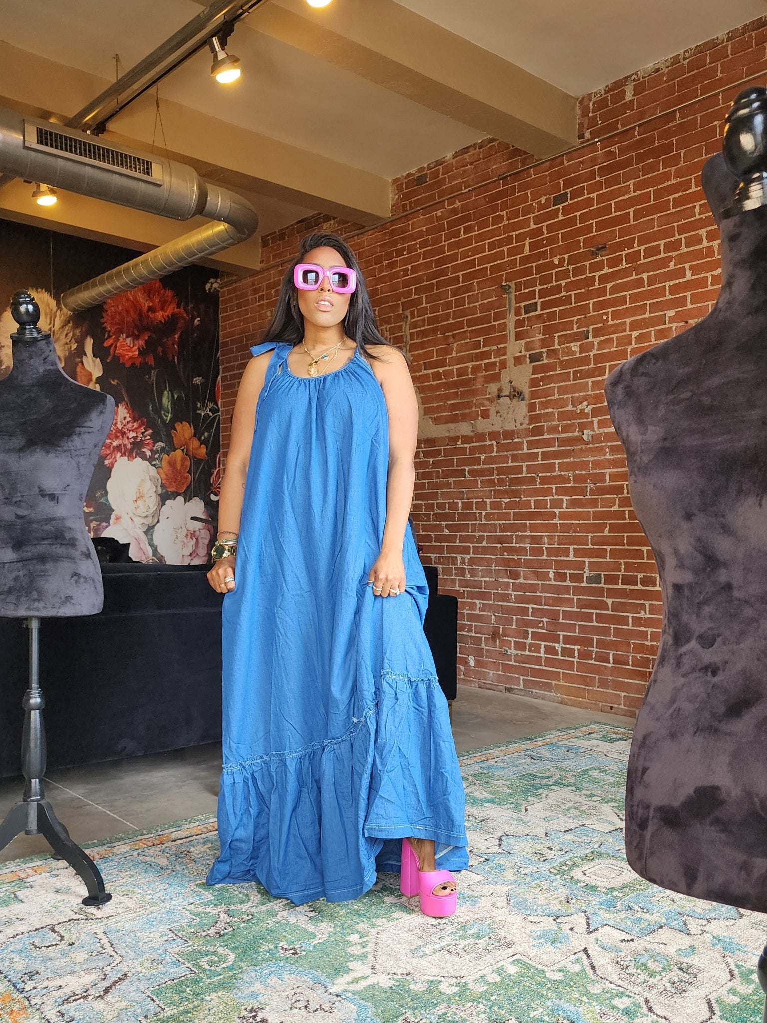 la femme denim dress La Femme | Dresses | La Femme Vtg Denim Flannel Overall Dress
