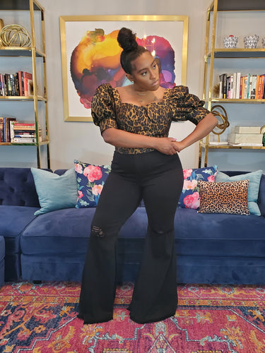 Luxe Leopard Flounce Blouse