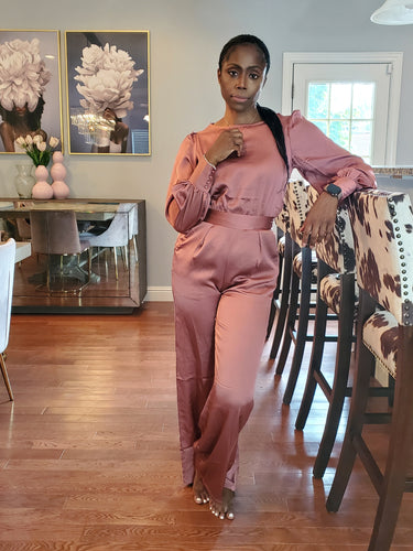 La Femme Demure Jumpsuit in Mauve