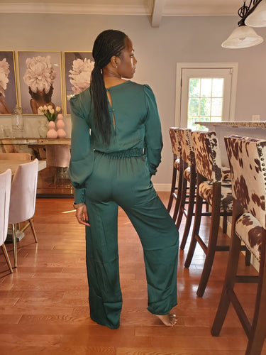 La Femme Demure Jumpsuit in Hunter