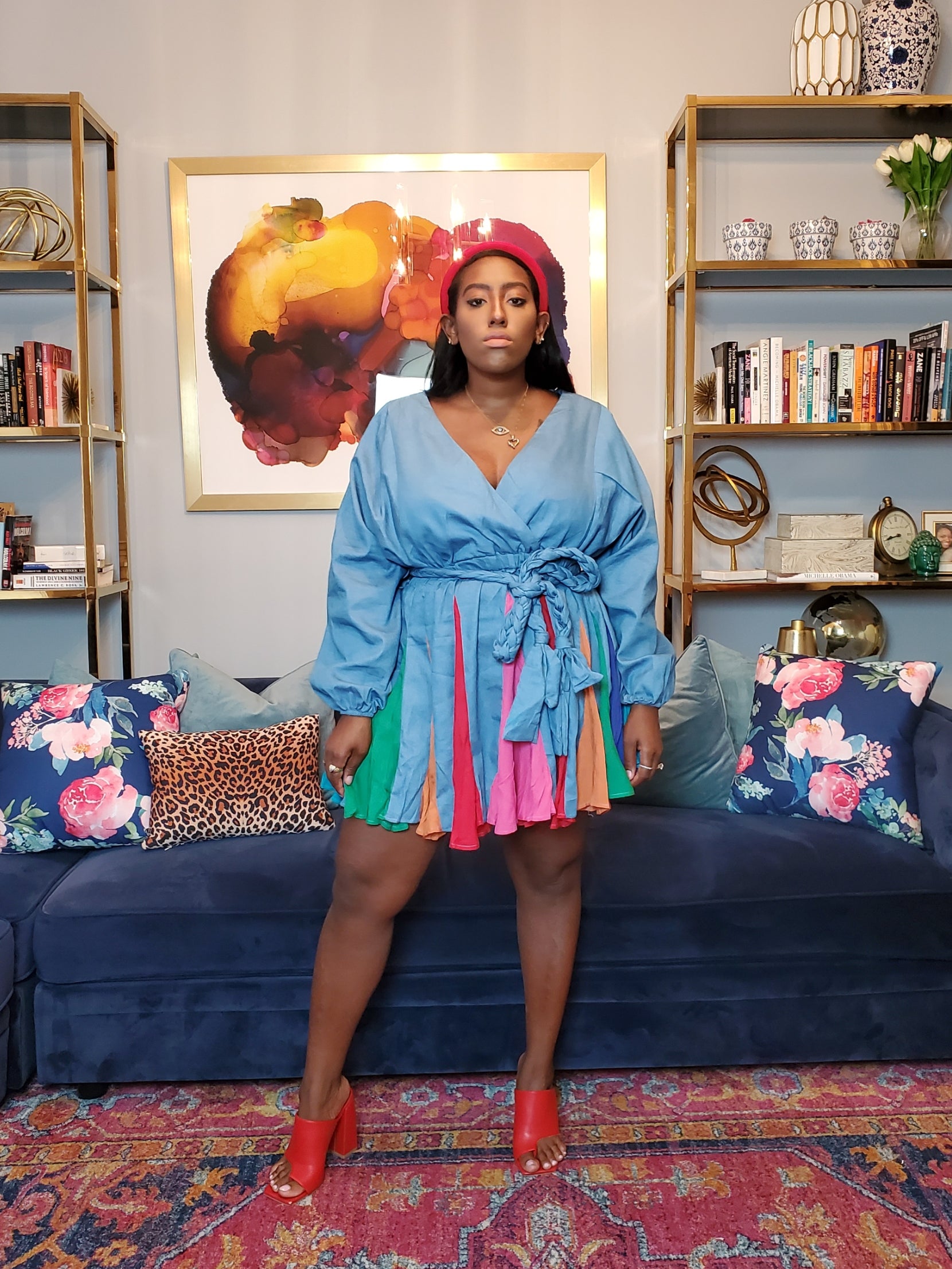 Denim Arc en Ciel Flirty Frock – La Femme Rebelle Clothing
