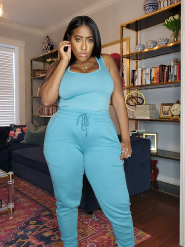 Soft Teal Cotton Sweat Set