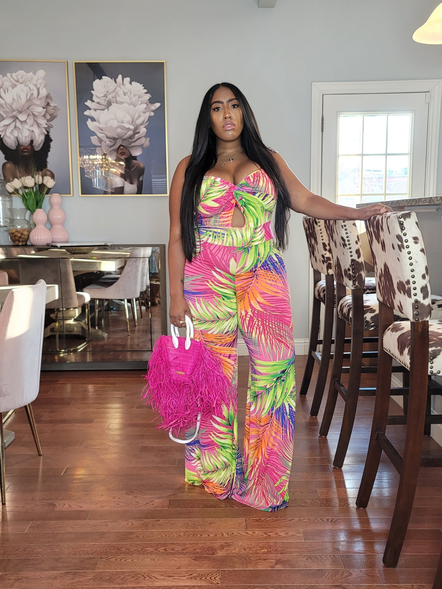 tropical neon dress Neon Jungle T-Shirt Dress | Midi Shirt Dress
